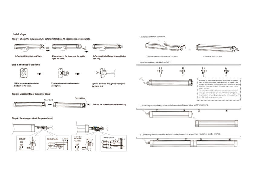 Aluminum+PC Tri-proof Light Wiring 2